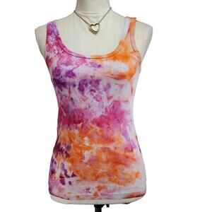 Handmade Ice Tie-Dye Reworked Tank Top. Purple, Pink, and White. Size: Medium